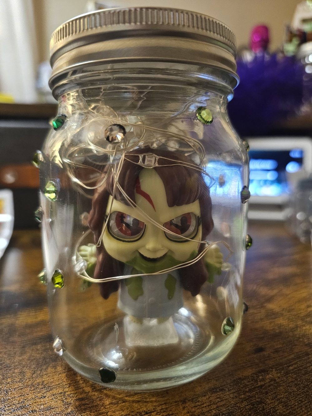 Black Light LED Fairy Light Jar with Collectible Figure Displayed - Picture 15 of 15